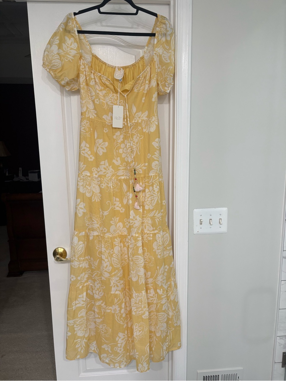 JOHNNY WAS LILY RAE TIERED MAXI DRESS COLOR: Sorrento Sunshine Yellow - Picture 11 of 13